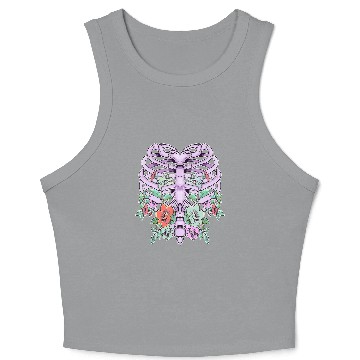 Discover Pastel Goth Rib Cage Skeleton Flowers Crop Tank Top