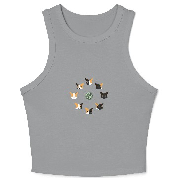 Discover Corgi Moon Phases with Light Green Crop Tank Top