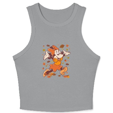 Discover Disney Minnie Mouse Strolling Through Autumn Leaves Fall Crop Tank Top