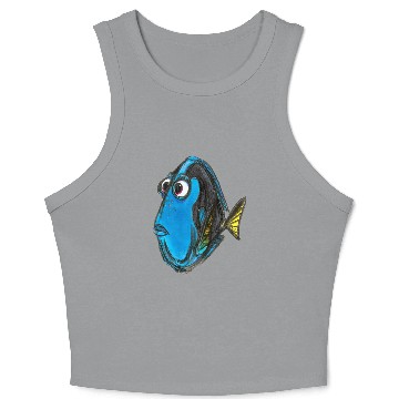 Discover Disneyss Pixars Finding Nemo Dory Blue Fish Sketch Portrait Crop Tank Top