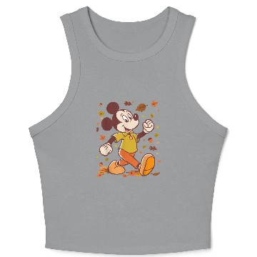 Discover Disney Mickey Mouse Strolling Through Autumn Leaves Fall Crop Tank Top