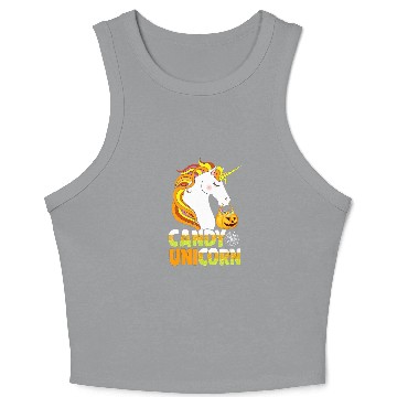 Discover Unicorns candy corn horn pumpkin Crop Tank Top