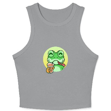Discover Frog Gift Cute Kawaii Toad Drinking Bubble Tea a Frog Boba Tea Crop Tank Top