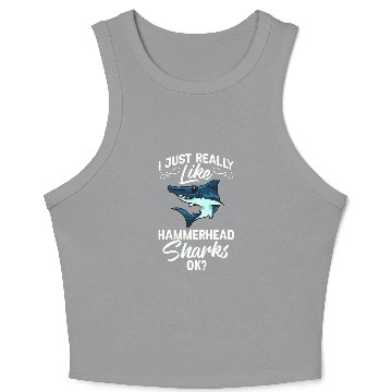 Discover Ocean Shark Hammerhead Shark Head Tooth Funny Crop Tank Top