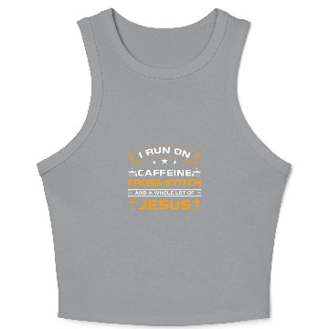 Discover Funny Run On Coffee Jesus And CrossStitch For Craft Makers Crop Tank Top