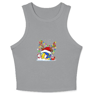 Discover Volleyball Gift Lights Santa Hat Volleyball Coach Crop Tank Top