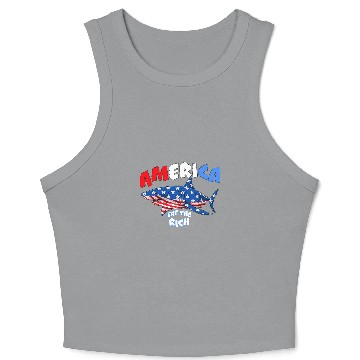Discover Ocean Shark AMERICA EAT THE RICH SHARK ATTACH Crop Tank Top