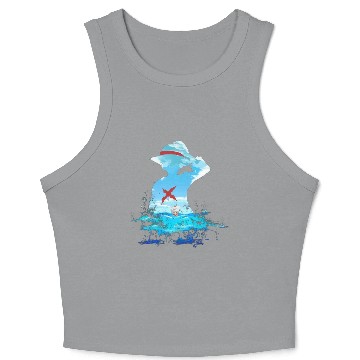 Discover Retro One Piece Anime Straw Hat Pirates, Monkey D Luffy Crop Tank Top