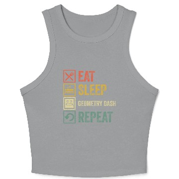 Discover Funny eat sleep geometry dash repeat retro vintage - Geometry Dash - Crop Tank Top