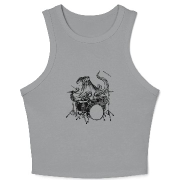 Discover Drummer Octopus Playing Drums Crop Tank Top