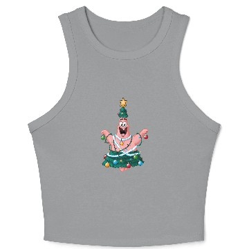 Discover Spongebob Squarepants Patrick Star Lights Christmas Tree Crop Tank Top