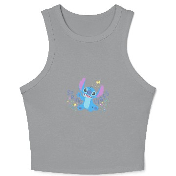 Discover Disney Stitch with Flowers Butterfly Easter Spring Vibes 3D Crop Tank Top