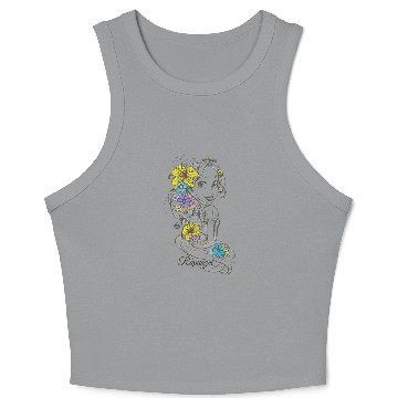 Discover Disney Tangled Rapunzel Floral Sketch Portrait Baseball Jerseys Crop Tank Top