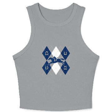 Discover Disney Mickey Mouse Horse Racing Silhouette Argyle Pattern Crop Tank Top