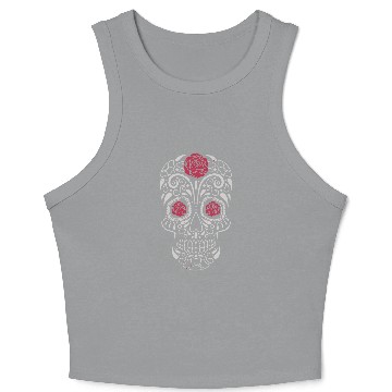 Discover Rose Sugar Skull Crop Tank Top
