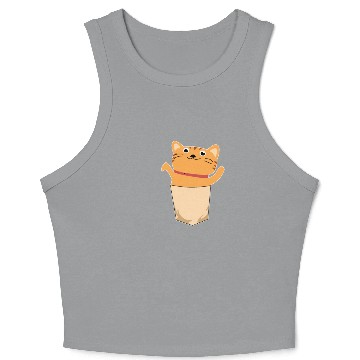 Discover cat pocket feline cute small cool gift idea Crop Tank Top