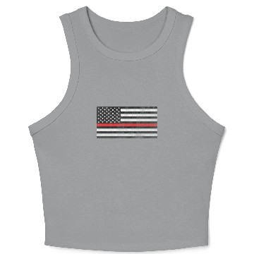 Discover Black American flag with red stripe- thin line us Crop Tank Top