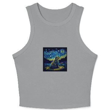 Discover Surrealism Starry Night Groundhog 69 Crop Tank Top