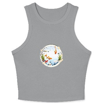 Discover Bold and Playful Statement Fun and Whimsical Koi Fish Crop Tank Top