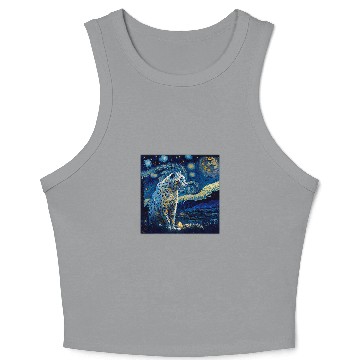 Discover Leopard Gift Surrealism Starry Night Snow Leopard 69 Crop Tank Top