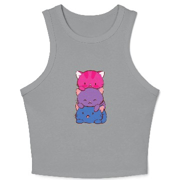 Discover Bisexual Pride Kawaii Kitty Cat Stack Anime Crop Tank Top