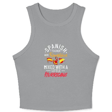 Discover Spanish Teacher Spain Flag Language Lesson Student 2 Crop Tank Top