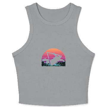 Discover Skydiving Gift Skydiver Vaporwave Aesthetic Retro Crop Tank Top