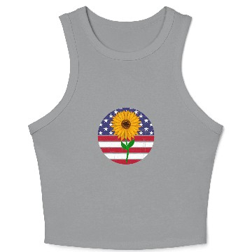 Discover Sunflower Distressed flag circle Crop Tank Top