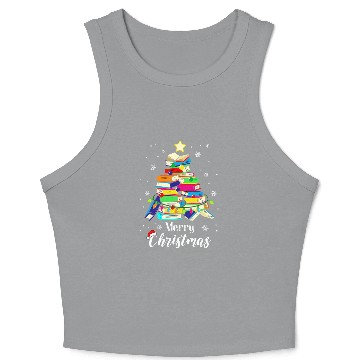 Discover Reading Book Christmas Library Tree Love Reading Books Librarian Reader Crop Tank Top