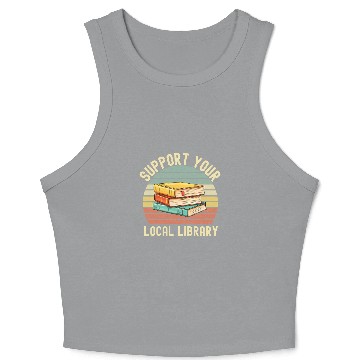Discover Reading Book Retro Support Your Local Library Book Lovers Librarian Squad Reader Crop Tank Top