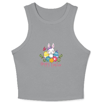 Discover Rabbits Happy Easter Cute Rabbit Bunny Spring Easter Egg Hunt Sunday Crop Tank Top