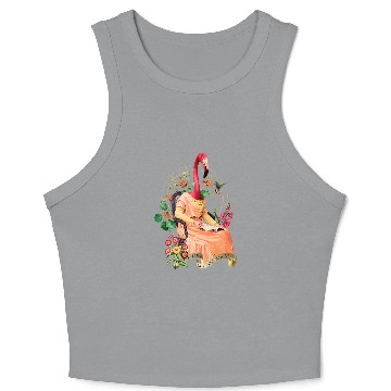 Discover FANCY ART READING DRESSED FLAMINGO Crop Tank Top