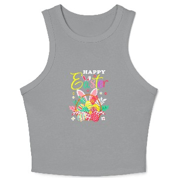 Discover Happy Easter Egg Basket Bunny Ears Crop Tank Top