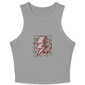 Discover Softball Gift Game Day Softball Lightning Bolt Leopard Cheetah Print 1 Crop Tank Top