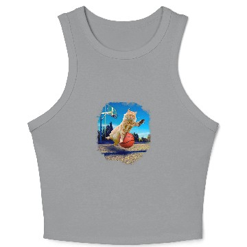 Discover Funny Basketball Maine Coon Cat Playing Crop Tank Top
