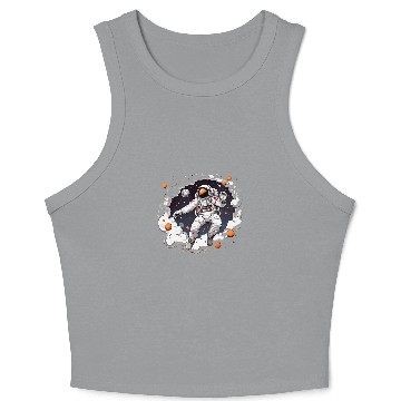 Discover Astronaut Floating In Space Solar System Stars Planets 2 Crop Tank Top