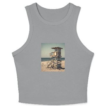 Discover Beach Lifeguard Tower Vintage Crop Tank Top