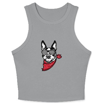 Discover Boston Terrier Pet Face Shutter Glasses Crop Tank Top