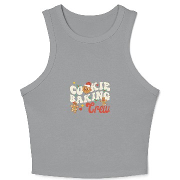 Discover Cookie Baking Crew Funny Holiday Baker Groovy Retro Cute Crop Tank Top