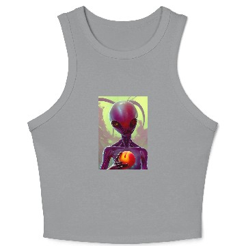 Discover Aliens UFO Loves Peach Crop Tank Top