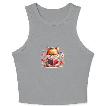 Discover Book Fun Cute Hamster Reading Book Reader Bookworm Graphic Crop Tank Top