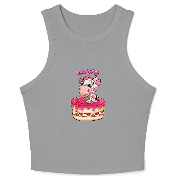 Discover Cow Pet Strawberry Cow Design 036 Crop Tank Top