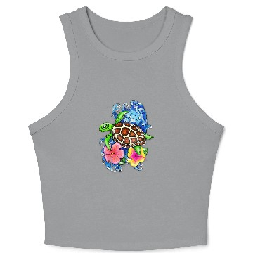 Discover Turtle Pet and Hibiscus Crop Tank Top