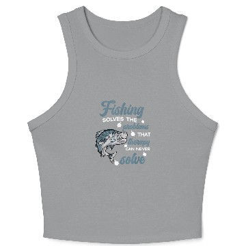 Discover Fishing Fun Solves The Problems Funny Striped Bass Fish for Men Crop Tank Top