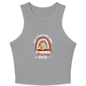 Discover Book Fun All Together Summer Reading Rainbow Hand Crop Tank Top