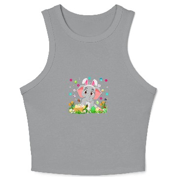 Discover Elephant Mammal Bunny Easter Egg Lover Funny Elephant Easter Sunday Crop Tank Top