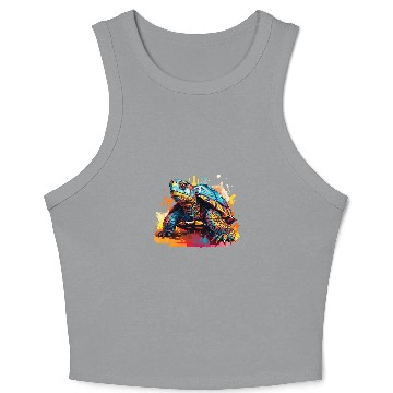 Discover Turtle Pet Eastern Box Turtle Lover Colorful Splash Art Crop Tank Top