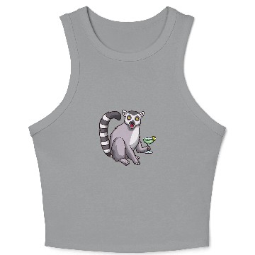 Discover Lemur Pet Drinking Margarita Crop Tank Top