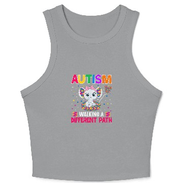 Discover Autism Puzzle Walking a Different Path Support Autism Warriors Crop Tank Top