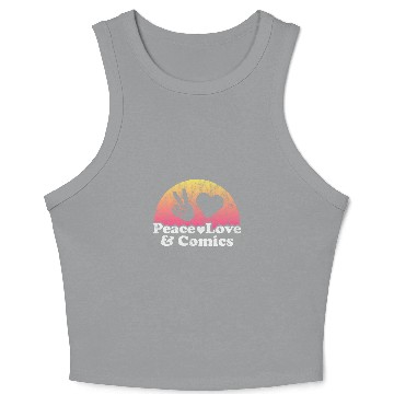 Discover Book Fun Peace Love and Comics Comic Crop Tank Top